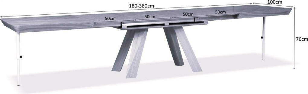 Stół rozkładany QUERCIA Czarny do Salonu Jadalni 180-380 x 100 x 76 cm, Prostokątny