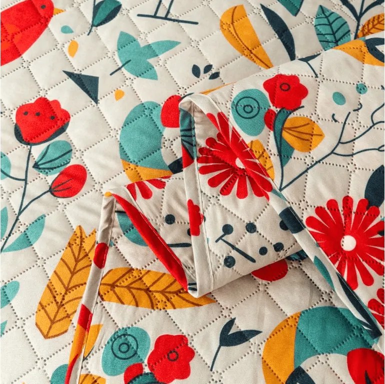 Narzuta na łóżko  RETRO BIRD kolorowy Rozmiar: 220 x 240 cm