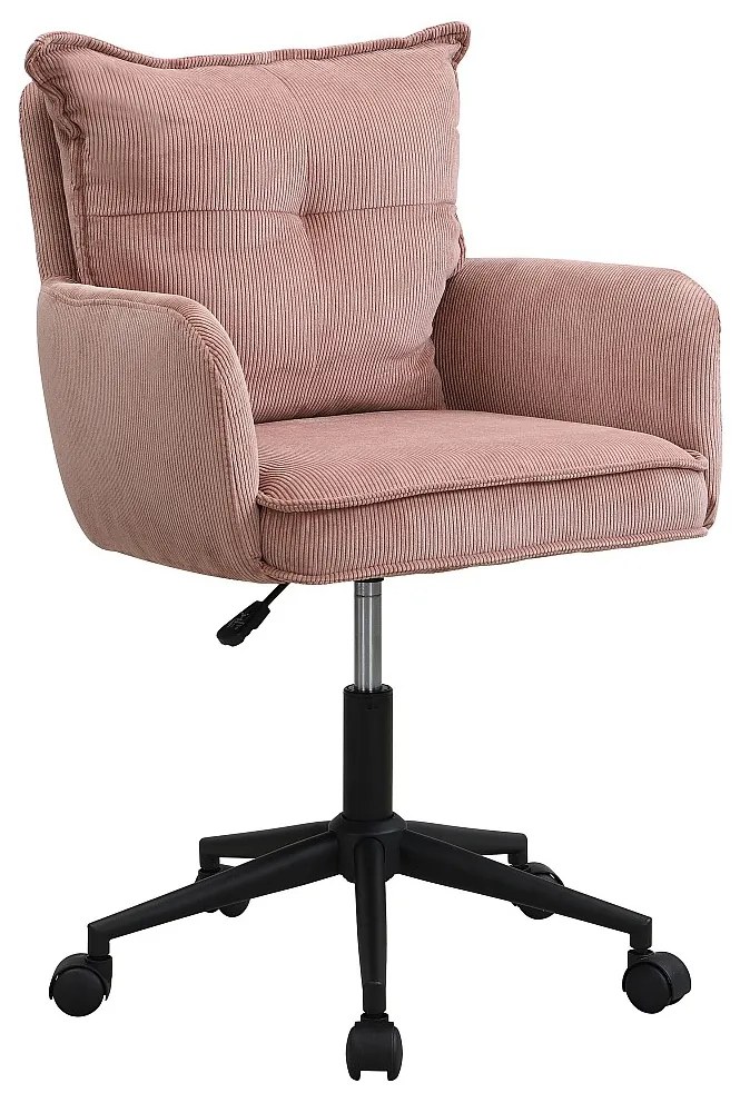 Fotel biurowy - Aksamit w paski - Różowy i czarny - Regulowana wysokość - BATARU Pascal Morabito