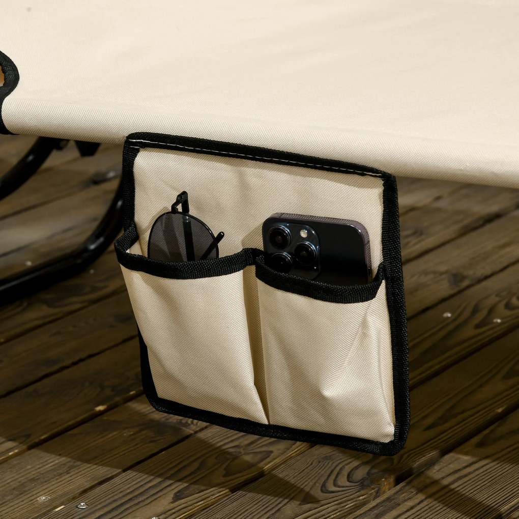 Outsunny Zestaw 2 leżaków składanych z daszkiem przeciwsłonecznym, 5-stopniowa regulacja oparcia, brązowe | Aosom PL