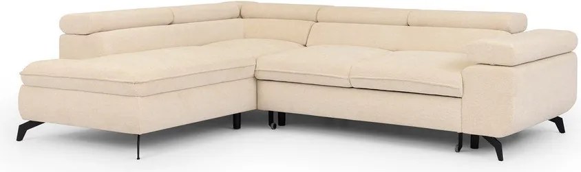 Kremowy narożnik z tkaniny szenilowej (lewostronny/w kształcie litery L) Marbeya – Ropez