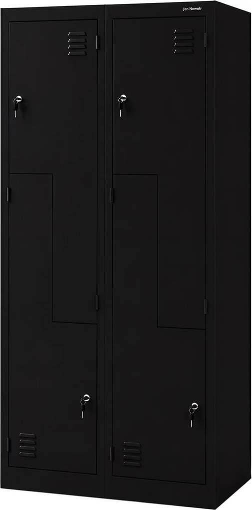 Szafa socjalna czterokomorowa typu L Julia, 80x45x185 cm, czarna