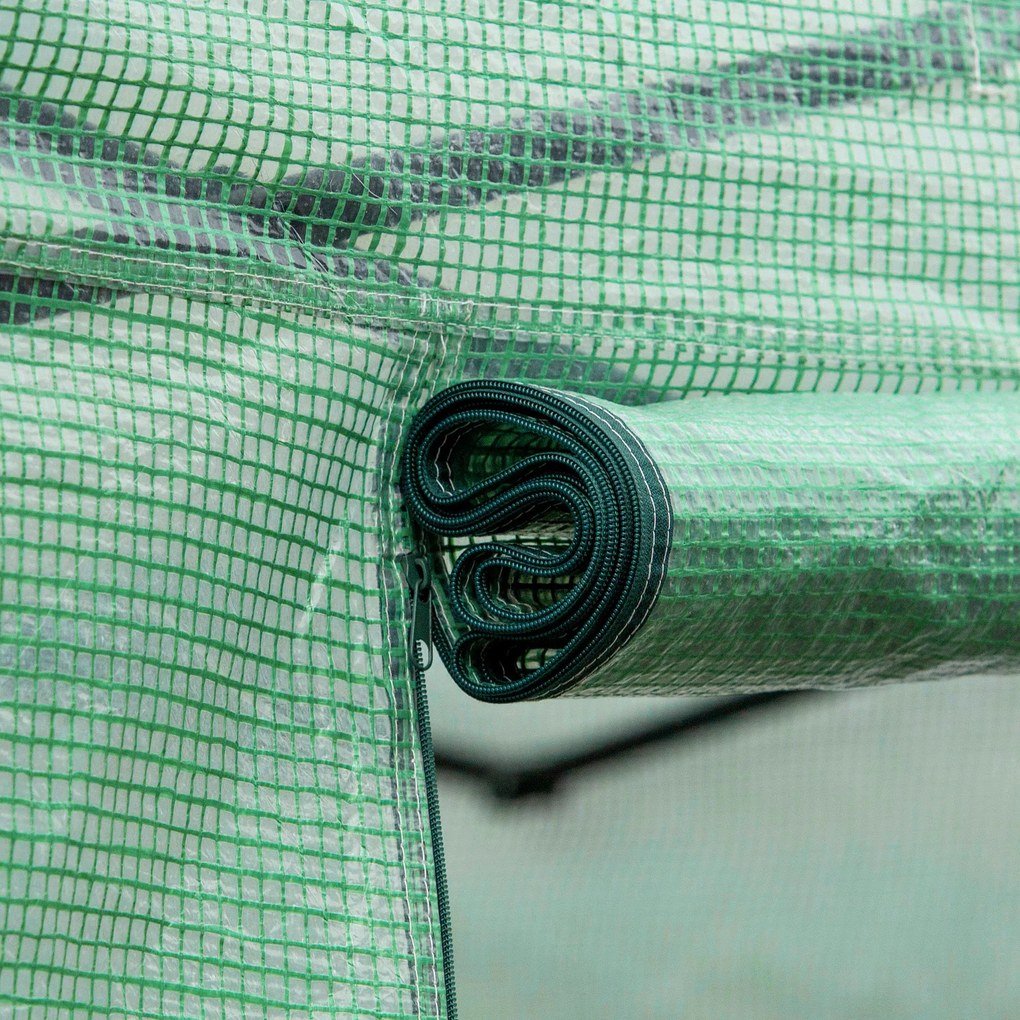 Outsunny Szklarnia foliowa, Szklarnia, przechodnia, Okno siatki, Rama metalowa, 4x3x2m, Zielony