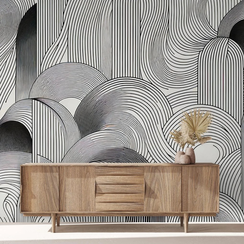 Fototapeta - Chaos czarnych linii (196x136 cm)