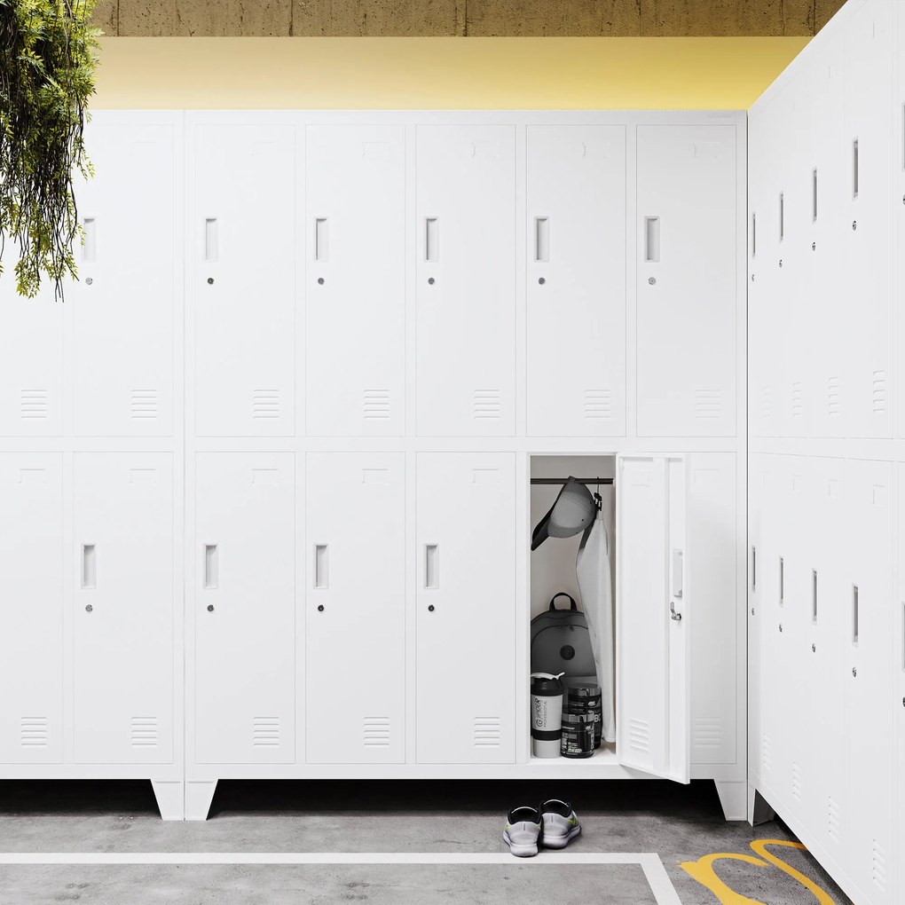 Szafa socjalna BHP ubraniowa 10-drzwiowa biała: BARTEK 1360 x 1720 x 450 mm