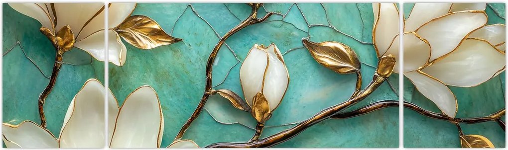 Obraz - 3D magnolie (170x50 cm)