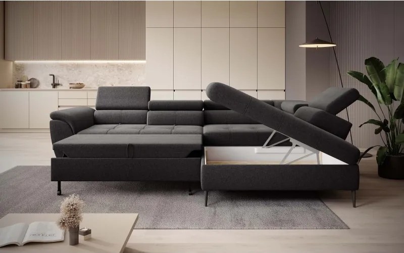 Narożnik TEMPO w układzie L z funkcją spania i pojemnikiem WERSAL