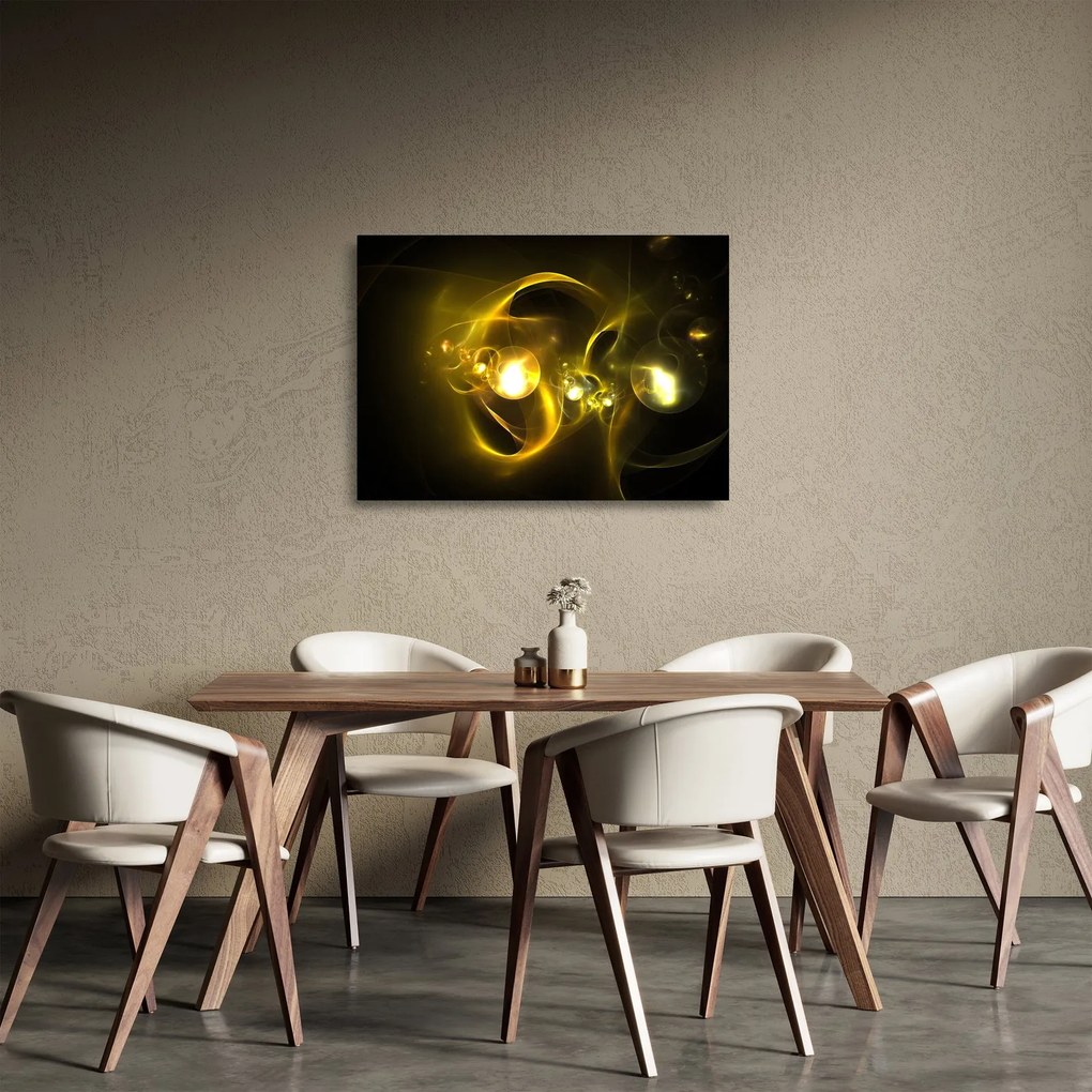 Obraz na szkle - abstrakcyjny obraz żółtych kul (70x50 cm)
