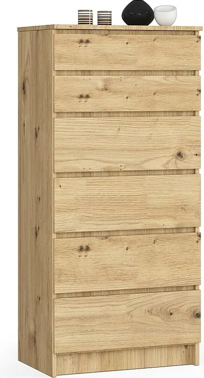 Komoda AKORD K60 Dąb Artisan 60 cm 6 szuflad kolor Dąb Artisan mat 60x40x130 cm