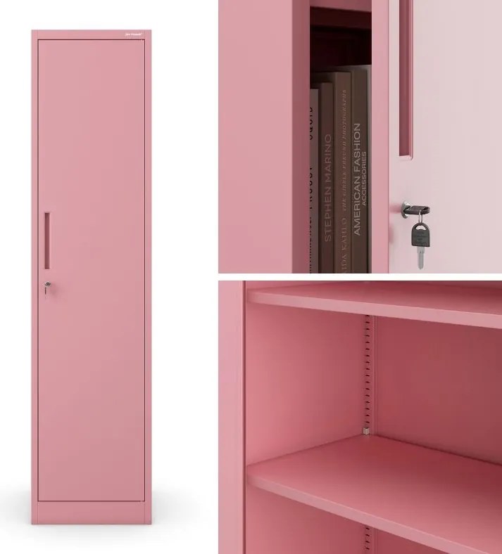 Metalowa szafa aktowa Alex Fresh Style 45x40x185 cm pudrowy róż