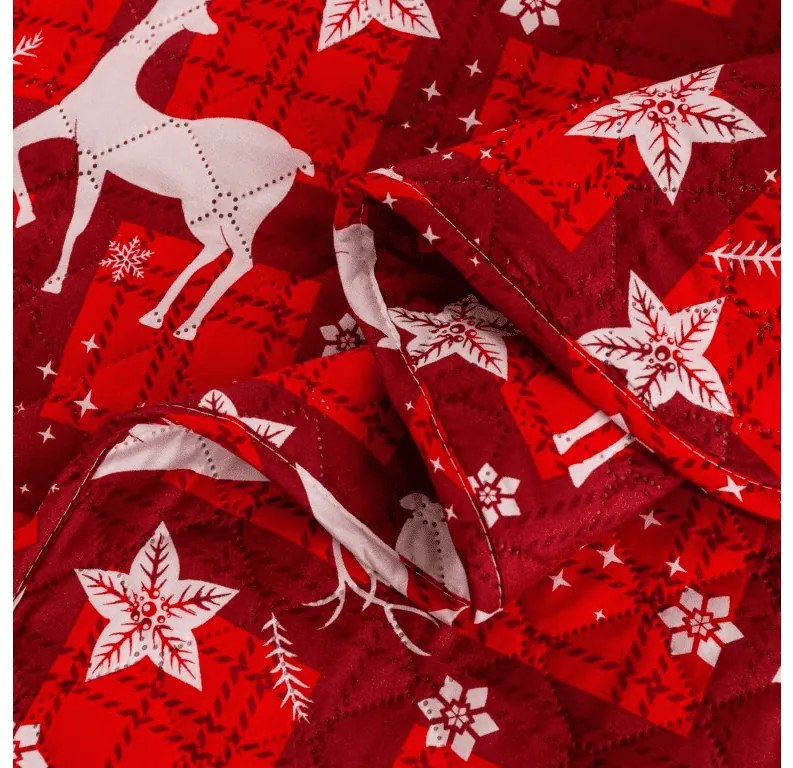 Narzuta na łóżko ze wzorem VELVET CHRISTMAS, czerwona Rozmiar: 170 x 210 cm