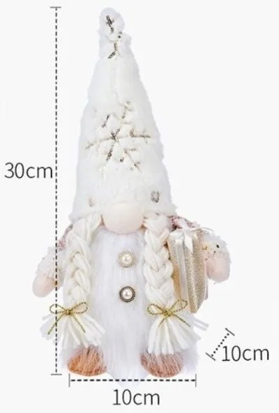 Świecący świąteczny skrzat JINGLE 30 cm - różne rodzaje Kolor: Biały