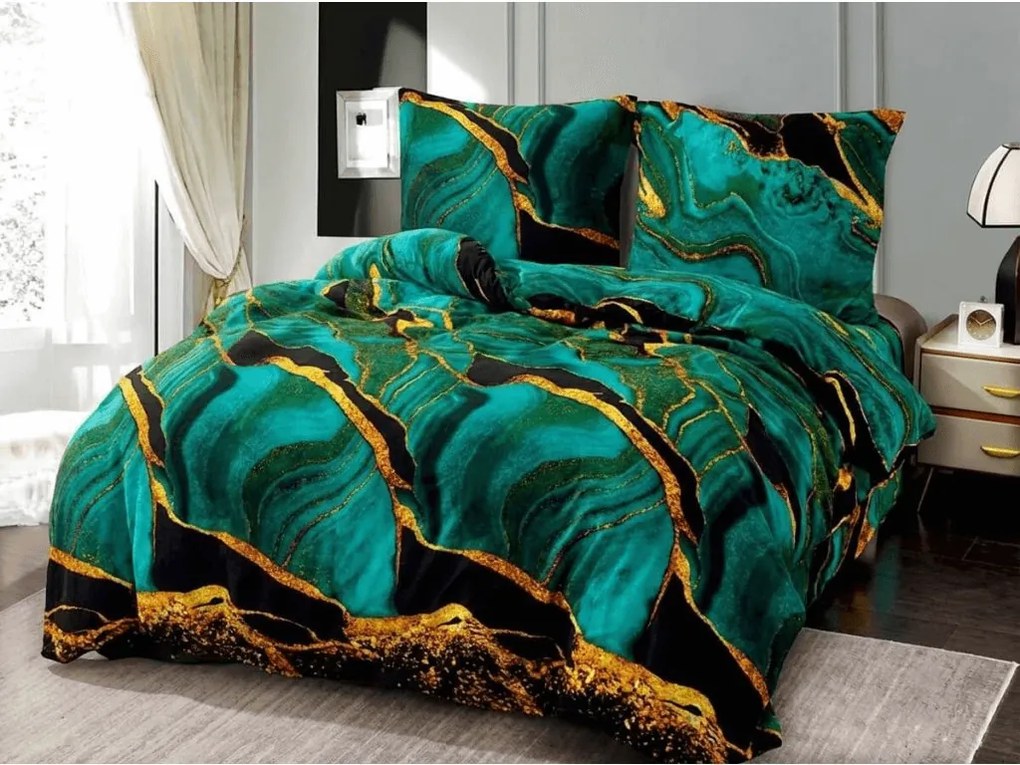 PrzytulneMieszkanie.pl PrzytulneMieszkanie.pl Pościel z mikropluszu TARELI turkusowa Rozmiar pościeli: 70 x 80 cm | 140 x 200 cm