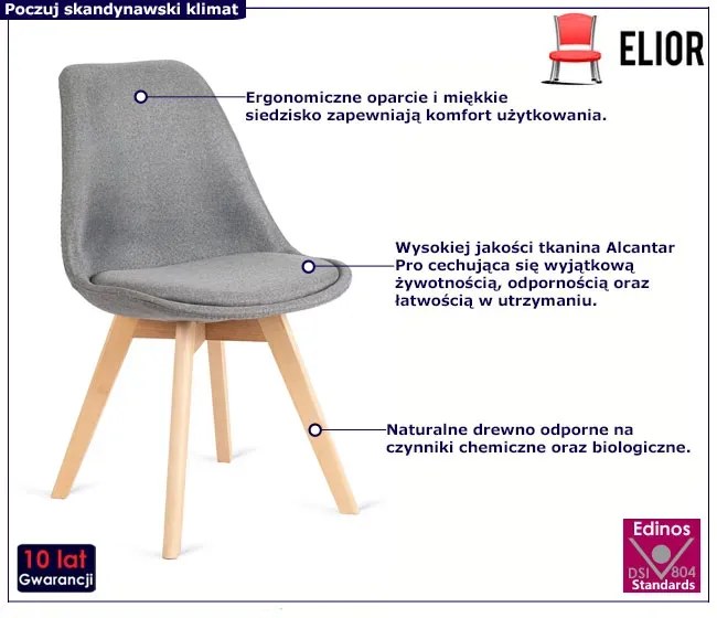 Szare krzesło na drewnianych nogach E0-M98