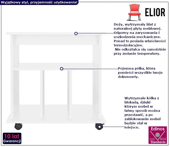 Biały kontener biurkowy E6-A74