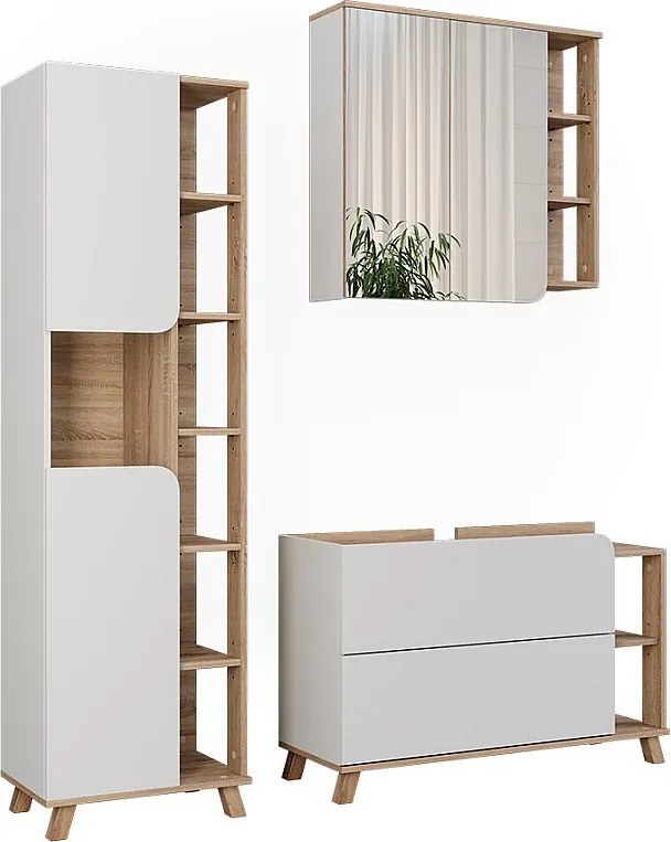 Zestaw mebli łazienkowych sonoma/biały 100x35x65 karen