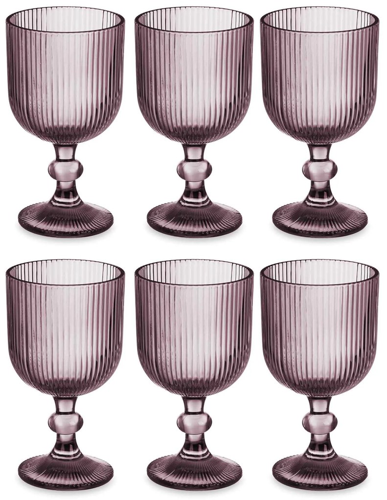 Zestaw kieliszków do wina LINES z ryflowanego szkła, 6 sztuk, 260 ml