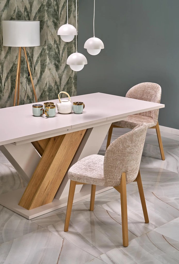 Stół do Jadalni Rozkładany płyta kaszmir/dąb cremona 160-200/90/77 BRANDON