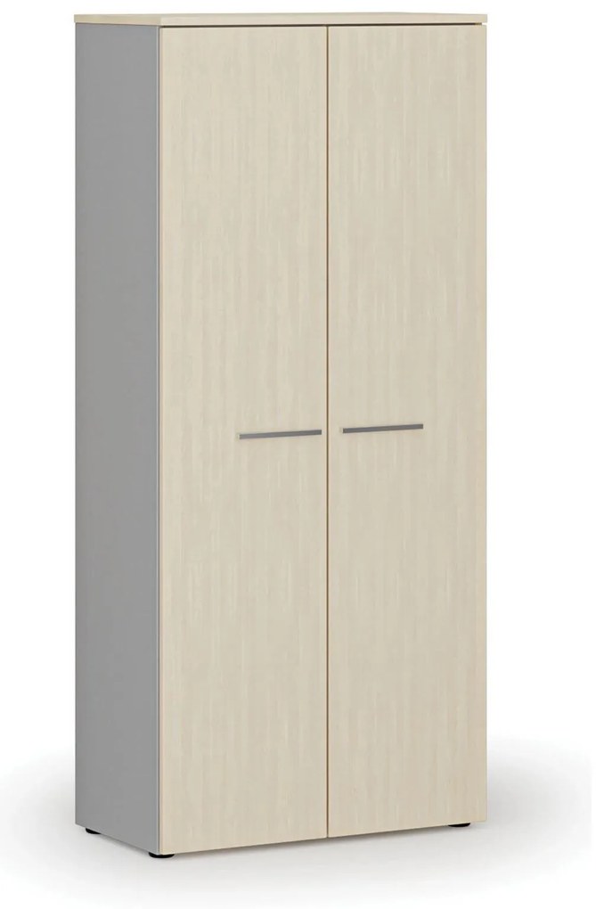 Szafa ubraniowa z wysuwem PRIMO GRAY, 800 x 420 x 1781 mm, szary/brzoza