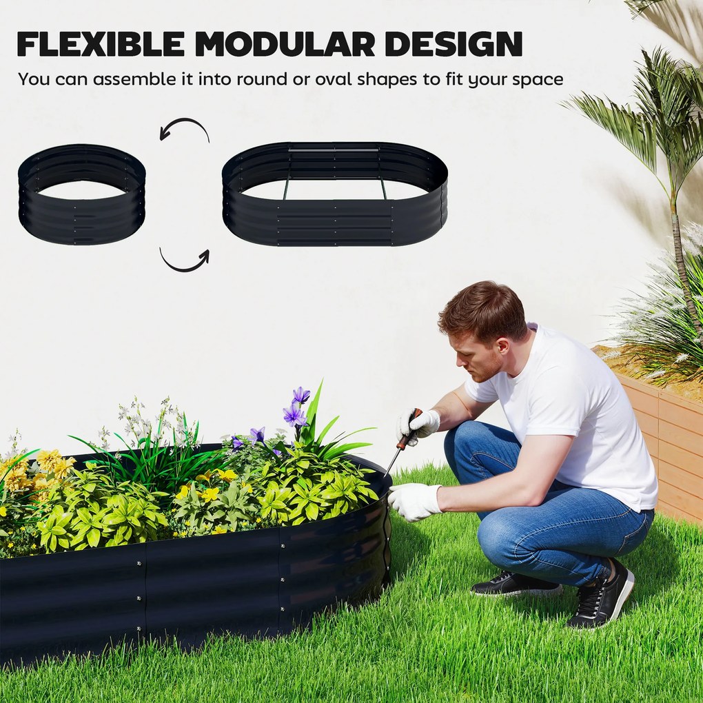 Outsunny Podwyższona grządka z kratką, metalowa donica z rękawicami, doniczka ogrodowa 160 x 90 x 180 cm, ciemnoszara | Aosom PL