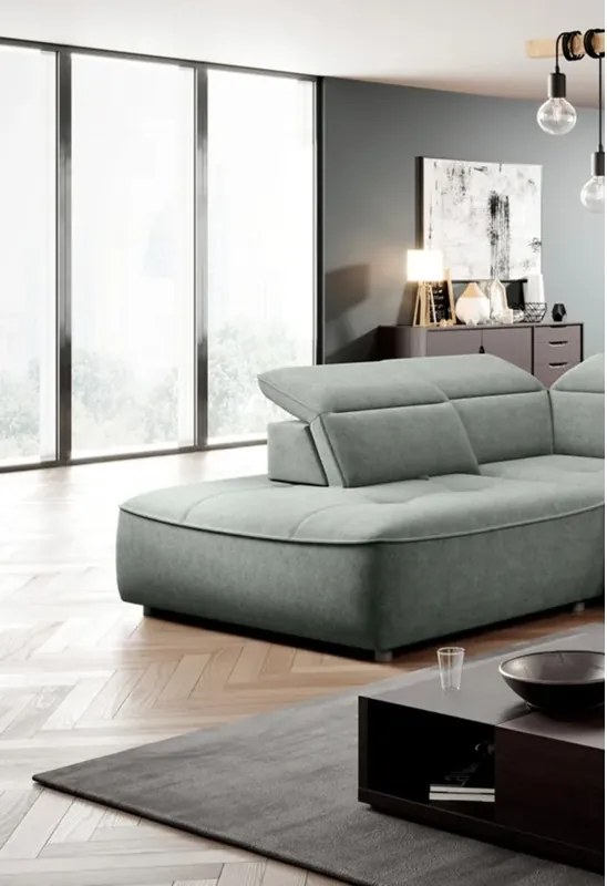 Narożnik COLOMBO L Prawostronny z elektryczną funkcją spania pojemnikiem ELEMENT 11 Zielony WERSAL