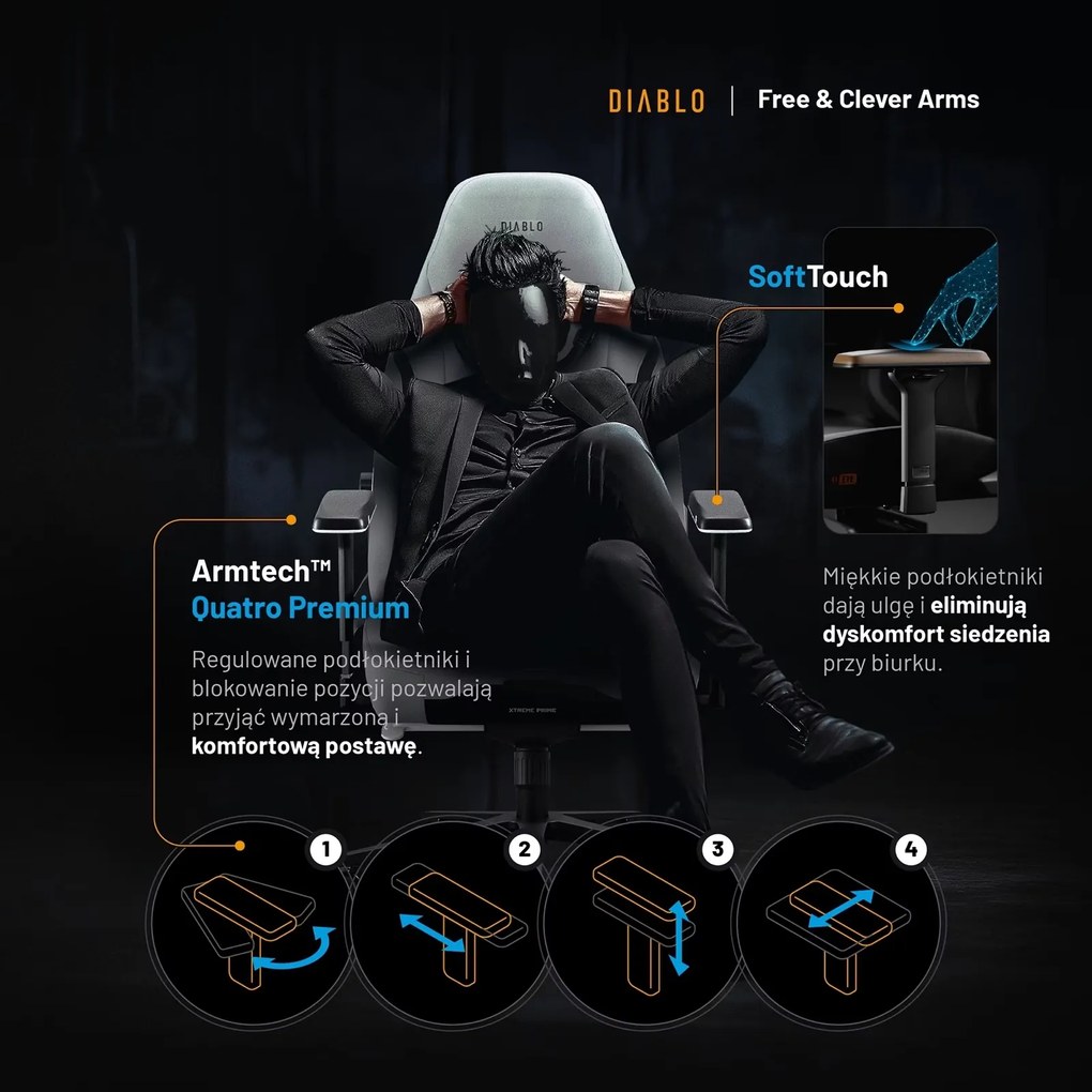 Fotel gamingowy materiałowy Diablo X-Eye Prime Normal Size, Nightwolf Moon