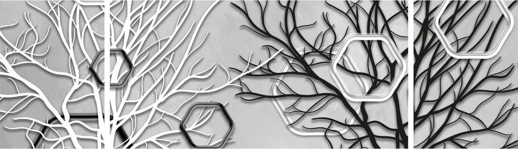 Abstrakcyjny obraz z drzewami (170x50 cm)
