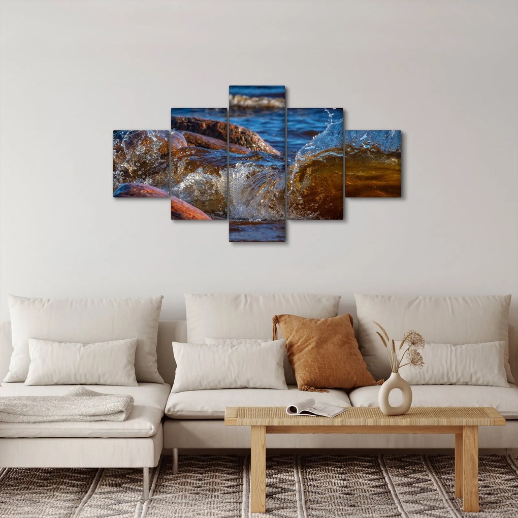 Szczegółowy obraz - woda między kamieniami (125x70 cm)