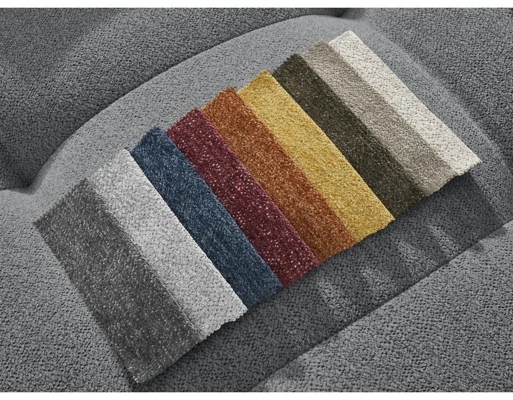 Szary rozkładany narożnik z tkaniny szenilowej ze schowkiem (lewostronny/z szezlongiem) Roxelane – Bobochic Paris