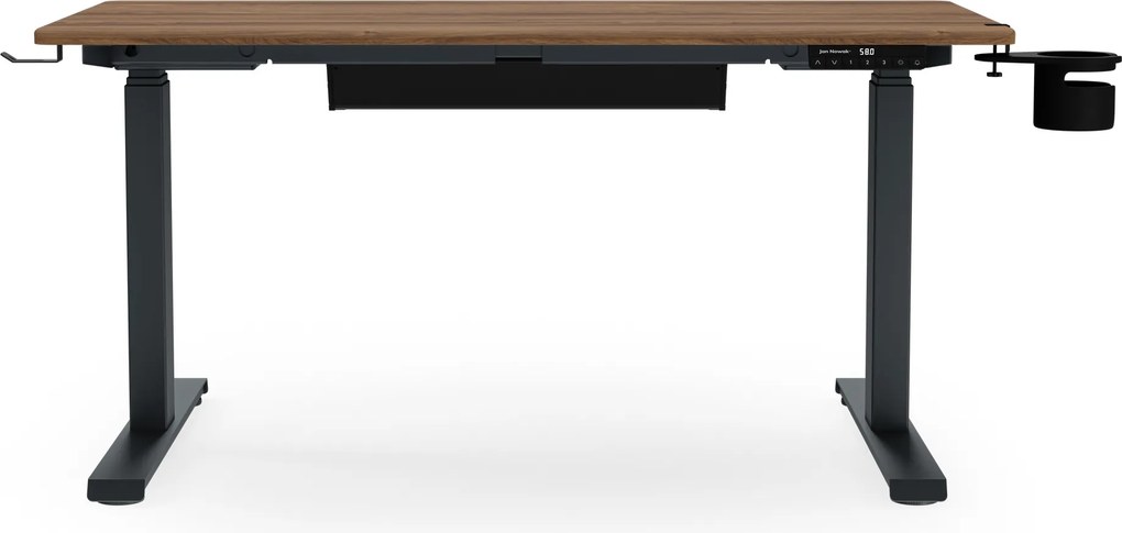 Biurko elektryczne z regulacją wysokości ergonomiczne antracytowe/orzech,1200x600 mm: ARIA