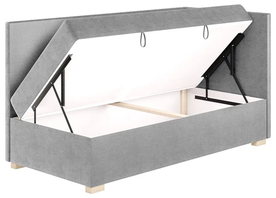 Szare narożne łóżko dziecięce ze schowkiem i materacem 90x200 cm Flexi – Ghado
