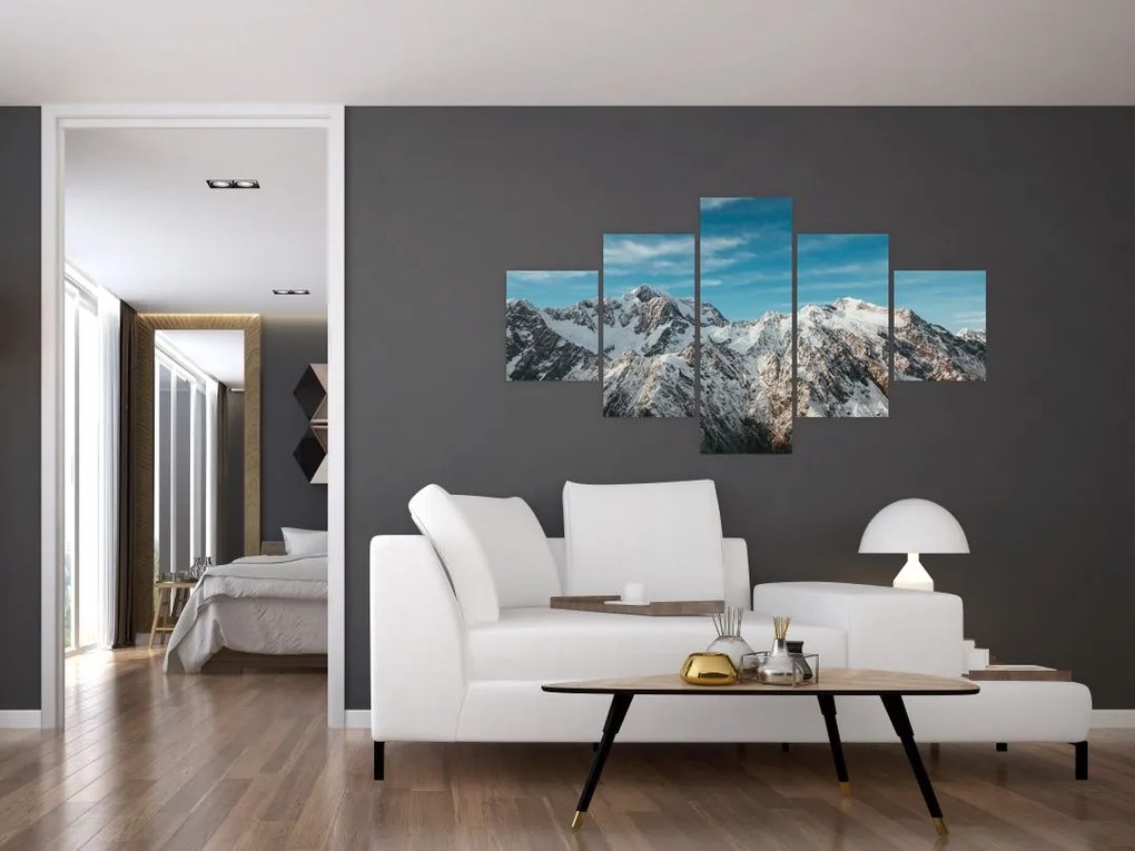 Obraz ośnieżonych szczytów, Fiordland (125x70 cm)