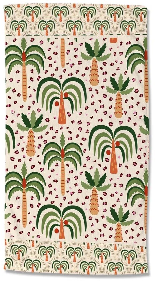 Zielono-beżowy aksamitny ręcznik plażowy 100x180 cm Cezan – Good Morning