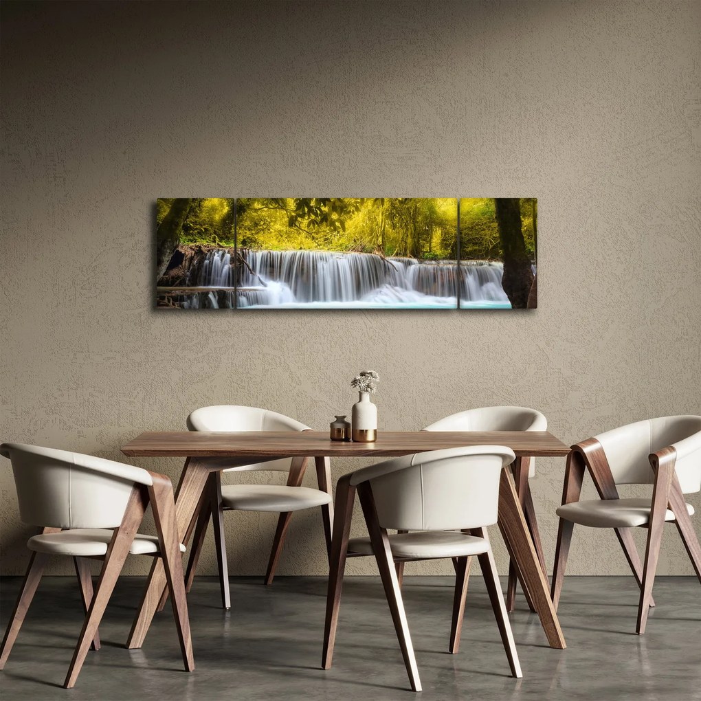 Obraz - Wodospad w jasnych kolorach (170x50 cm)