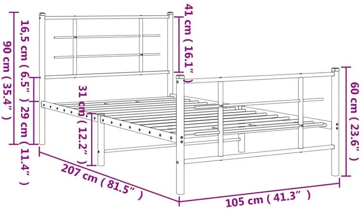 Czarne metalowe łóżko małżeńskie 100x200cm - Alester