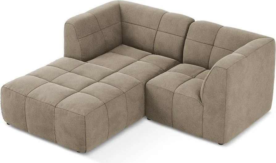 Brązowy aksamitny narożnik (lewostronny/z szezlongiem) Aloha – Makamii