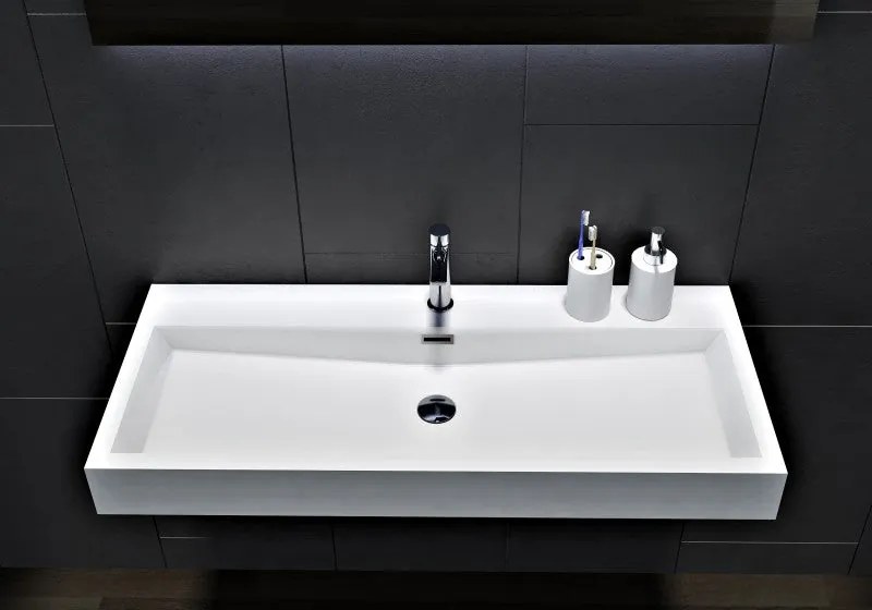 Umywalka ścienna / nablatowa BS6002Odlew marmurowy - Biały