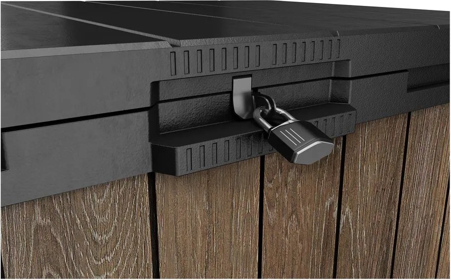 Ciemnobrązowa plastikowa skrzynia ogrodowa Deco – Keter