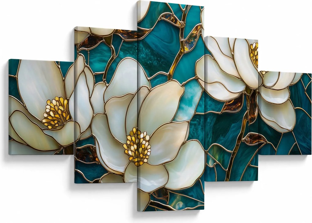 Obraz - Witraż z magnolią (125x70 cm)