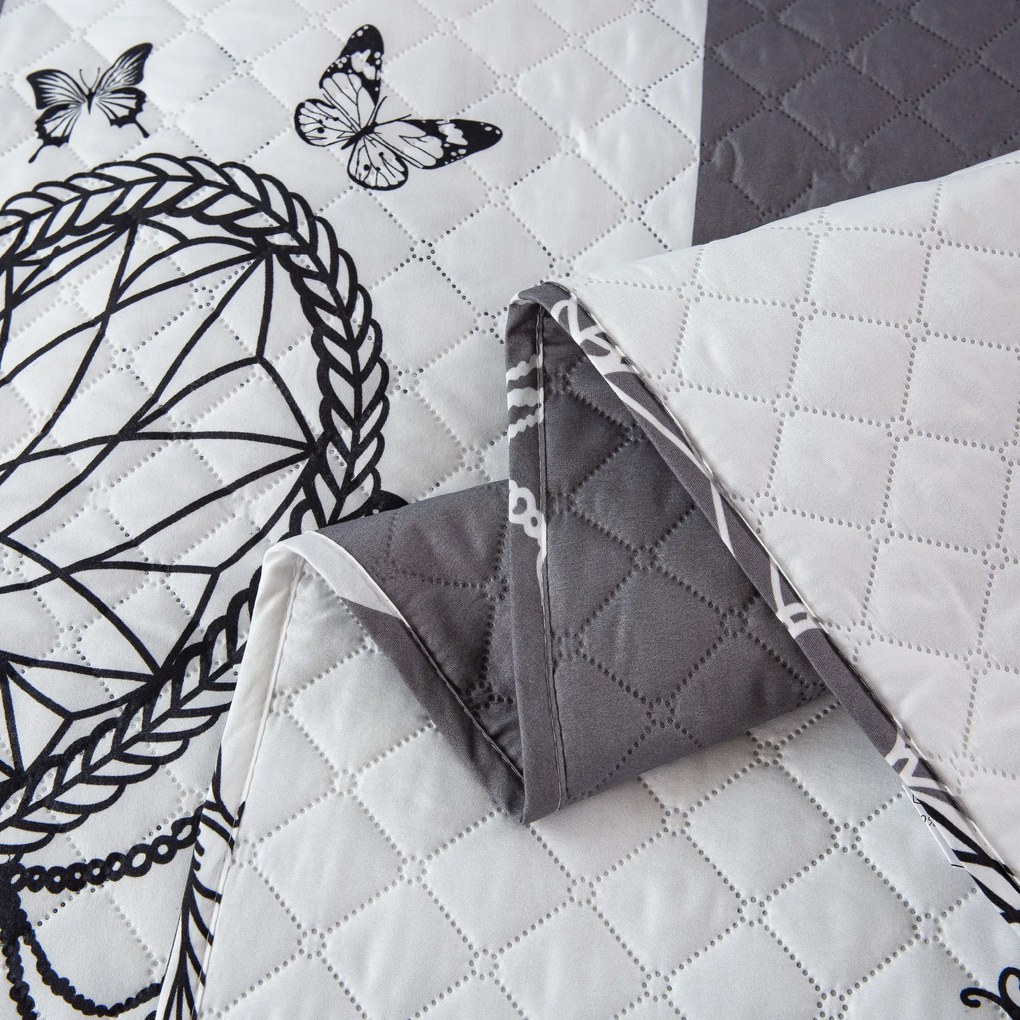 Narzuta na łóżko TIRSO szaro-biała Rozmiar: 220 x 240 cm