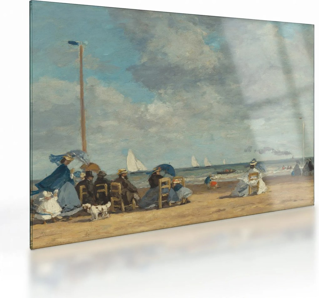Obraz na szkle - Eugène Boudin, Beach at Trouville, reprodukcje (70x50 cm)