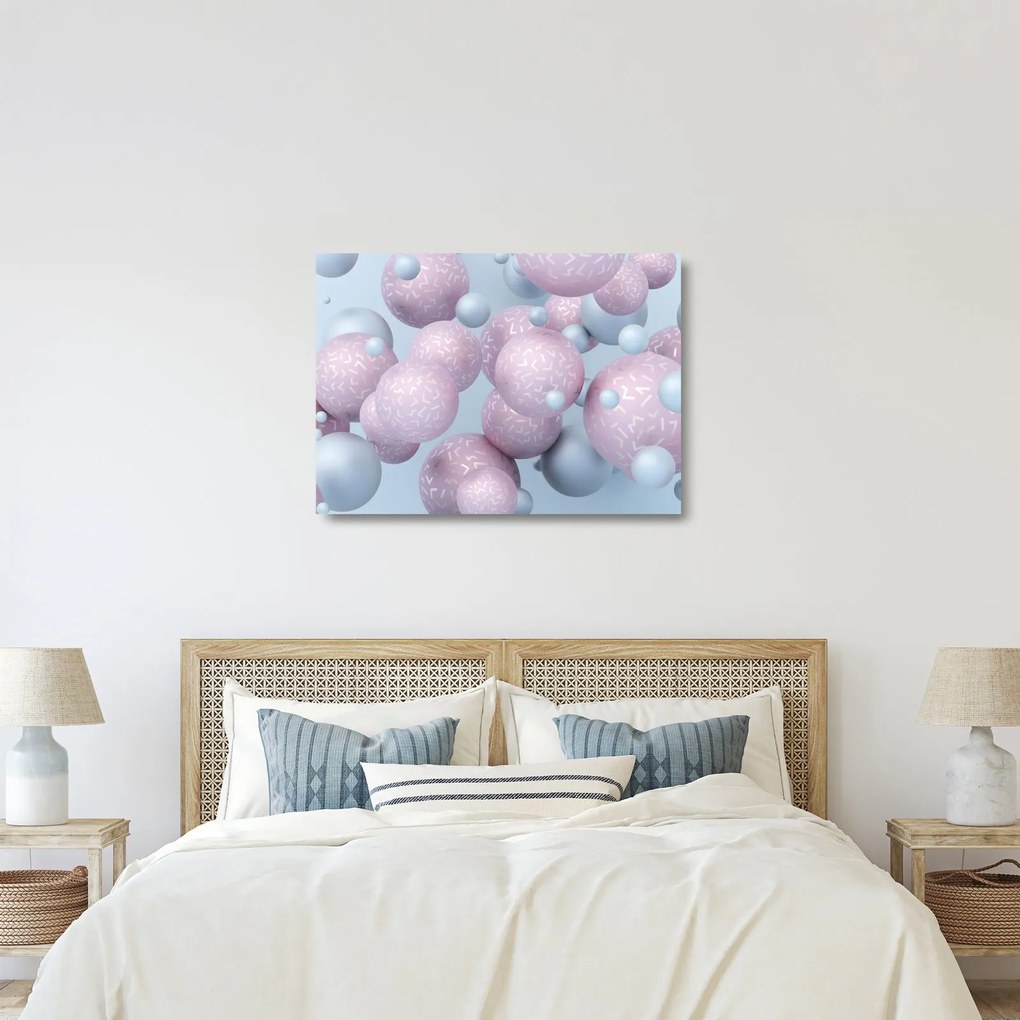 Malarstwo abstrakcyjne - Pastelowe kule (70x50 cm)