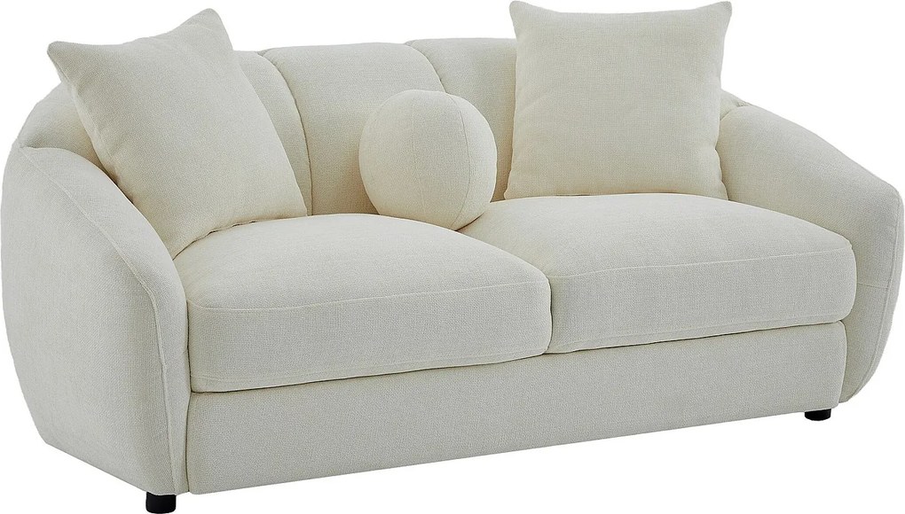 Kanapa 2-osobowa z tkaniny teksturowanej w kolorze kości słoniowej NAFEKI