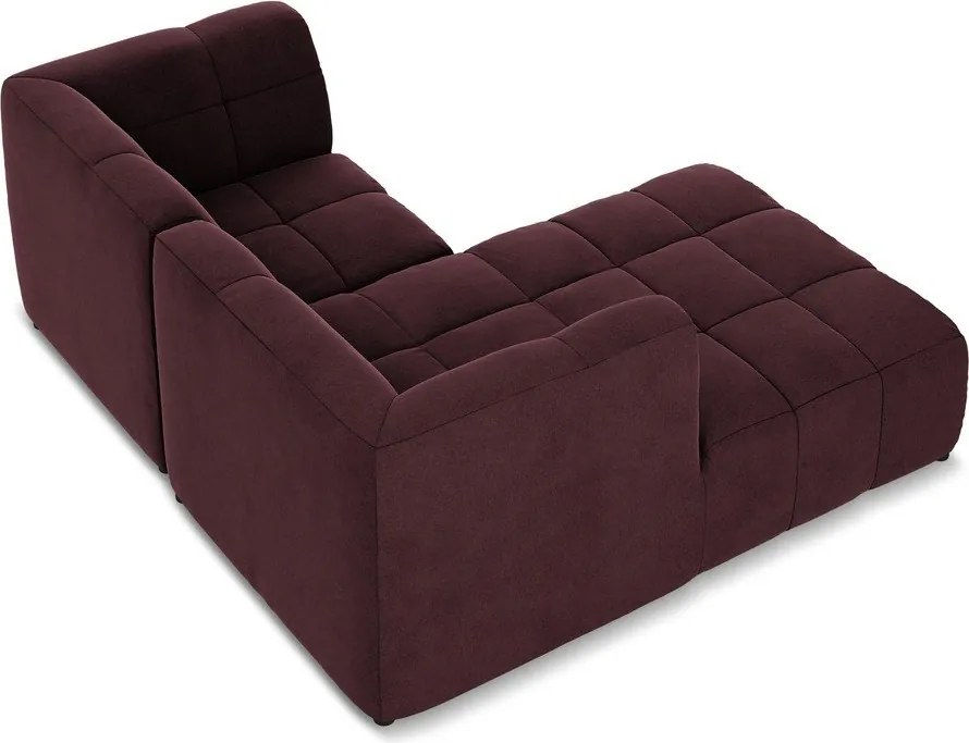 Bordowy aksamitny narożnik (lewostronny/z szezlongiem) Aloha – Makamii