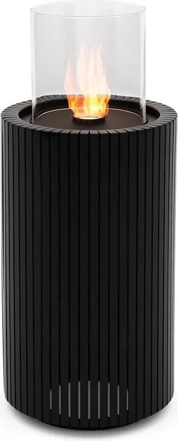 Planika - Mandala Biofireplace przenośny kominek bioetanolowy z technologią Commerce, czarne szkło cylindryczne