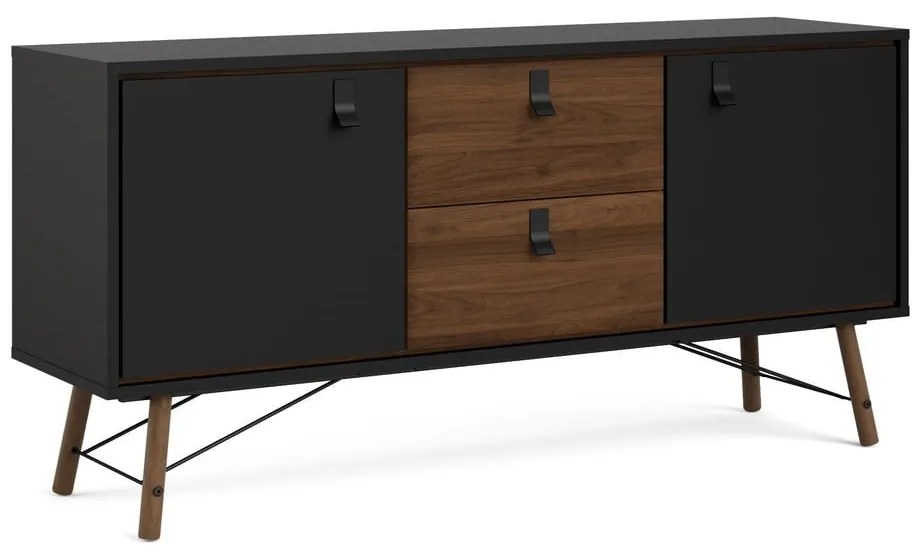 Czarna komoda w dekorze orzecha 150x72x40 cm Ry – Tvilum