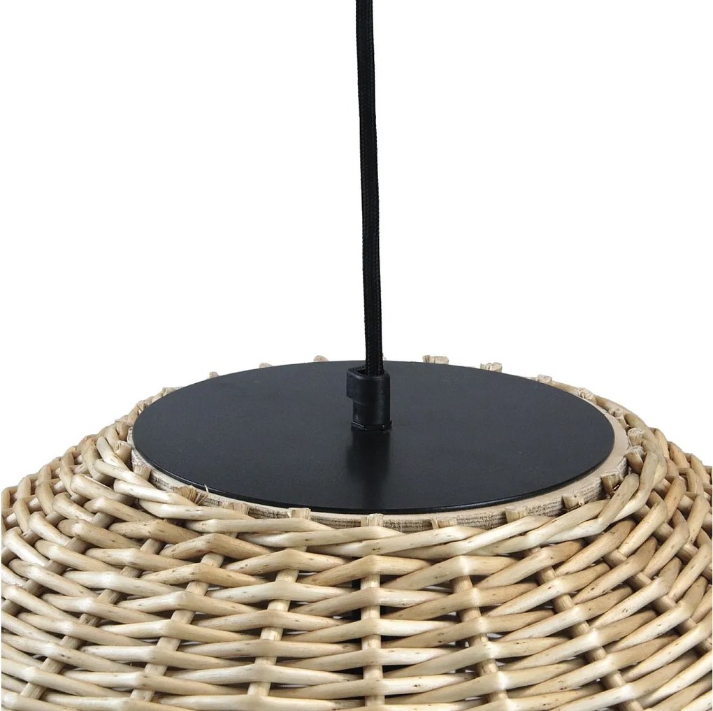 Lampa sufitowa NATURAL w nowoczesnym stylu - wys. 130 cm x ø70 cm - E27 15W - stal i jasna wiklina - IP20