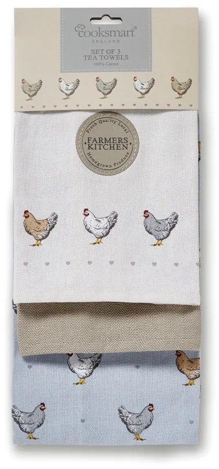 Zestaw 3 niebieskich ścierek kuchennych Cooksmart ® Farmer