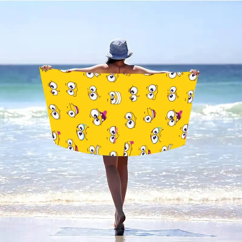 Ręcznik plażowy SMILE 100x180 cm żółty, 100% mikrofibra