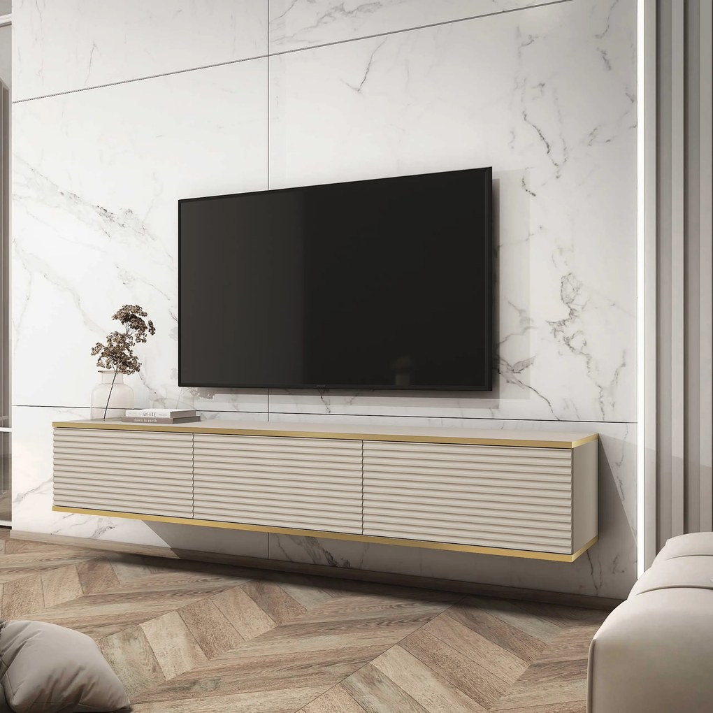Szafka RTV wisząca VENEZIA 175 cm do Salonu pod Telewizor - Odcienie beżu